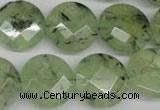 CRU185 15.5 inches 18mm faceted coin green rutilated quartz beads