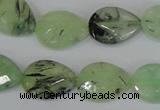 CRU209 13*18mm faceted flat teardrop green rutilated quartz beads