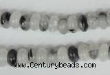 CRU323 15.5 inches 5*8mm rondelle black rutilated quartz beads