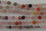 CRU400 15.5 inches 4mm faceted round Multicolor rutilated quartz beads