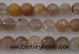 CRU403 15.5 inches 10mm faceted round Multicolor rutilated quartz beads