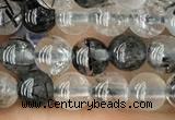 CRU531 15.5 inches 4mm round black rutilated quartz beads