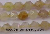 CRU621 15.5 inches 6mm faceted nuggets golden rutilated quartz beads