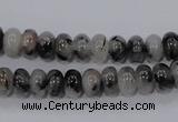 CRU63 15.5 inches 5*8mm rondelle black rutilated quartz beads