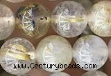 CRU637 15.5 inches 8mm round golden rutilated quartz beads