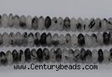 CRU64 15.5 inches 3*6mm rondelle black rutilated quartz beads