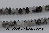 CRU65 15.5 inches 4*8mm rondelle black rutilated quartz beads