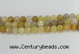 CRU669 15.5 inches 10mm faceted round golden rutilated quartz beads