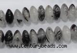 CRU67 15.5 inches 6*12mm rondelle black rutilated quartz beads