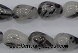 CRU70 15.5 inches 13*18mm teardrop black rutilated quartz beads