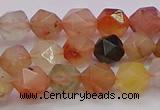 CRU766 15.5 inches 6mm faceted nuggets mixed rutilated quartz beads