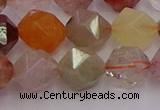 CRU779 15.5 inches 12mm faceted nuggets mixed rutilated quartz beads