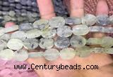 CRU818 15.5 inches 12*16mm oval matte green rutilated quartz beads