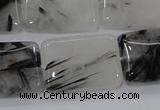 CRU86 15.5 inches 18*25mm rectangle black rutilated quartz beads