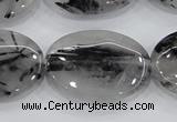 CRU89 15.5 inches 22*30mm oval black rutilated quartz beads wholesale