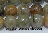 CRU904 15.5 inches 12mm round green rutilated quartz beads wholesale