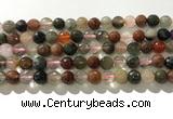 CRU912 15.5 inches 8mm faceted round mixed rutilated quartz beads