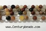 CRU914 15.5 inches 11mm faceted round mixed rutilated quartz beads