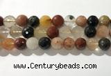 CRU916 15.5 inches 14mm faceted round mixed rutilated quartz beads