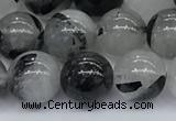 CRU955 15.5 inches 8mm round black rutilated quartz beads