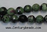 CRZ107 15.5 inches 10mm faceted round ruby zoisite gemstone beads