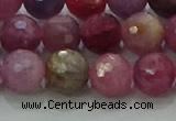 CRZ1124 15.5 inches 8mm faceted round natural ruby gemstone beads