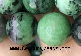 CRZ778 15.5 inches 14mm faceted round ruby zoisite beads