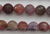 CRZ851 15.5 inches 7mm faceted round natural ruby gemstone beads