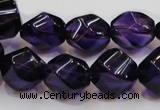 CSA11 15.5 inches 12*15mm twisted rice synthetic amethyst beads