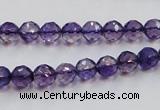 CSA15 15.5 inches 7mm faceted round synthetic amethyst beads