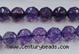 CSA17 15.5 inches 10mm faceted round synthetic amethyst beads