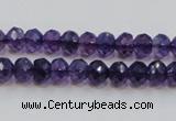 CSA20 15.5 inches 6*8mm faceted rondelle synthetic amethyst beads