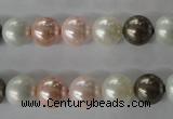 CSB1065 15.5 inches 10mm round mixed color shell pearl beads