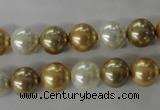 CSB1068 15.5 inches 10mm round mixed color shell pearl beads