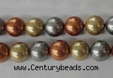 CSB1074 15.5 inches 10mm round mixed color shell pearl beads