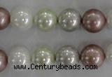 CSB1080 15.5 inches 12mm round mixed color shell pearl beads