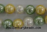 CSB1102 15.5 inches 12mm round mixed color shell pearl beads