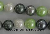 CSB1113 15.5 inches 12mm round mixed color shell pearl beads