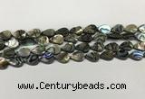 CSB4135 15.5 inches 8*12mm flat teardrop abalone shell beads