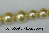 CSB923 15.5 inches 8mm - 14mm round shell pearl beads wholesale