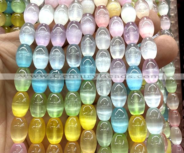 CSE755 15 inches 8*12mm rice rainbow selenite beads wholesale