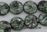 CSH53 15 inches 16mm flat round natural seraphinite gemstone beads