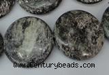 CSI29 15.5 inches 25mm flat round silver scale stone beads wholesale