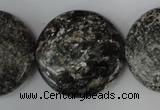 CSI30 15.5 inches 30mm flat round silver scale stone beads wholesale