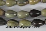 CSL104 15.5 inches 10*14mm teardrop silver leaf jasper beads wholesale