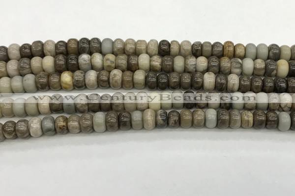 CSL126 15.5 inches 4*6mm rondelle sliver leaf jasper beads