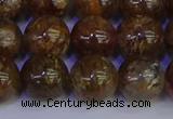 CSL225 15.5 inches 14mm round gold leaf jasper beads wholesale