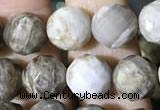 CSL93 15.5 inches 8mm faceted round sliver leaf jasper beads