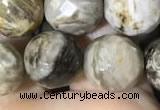 CSL95 15.5 inches 12mm faceted round sliver leaf jasper beads