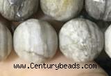 CSL96 15.5 inches 14mm faceted round sliver leaf jasper beads